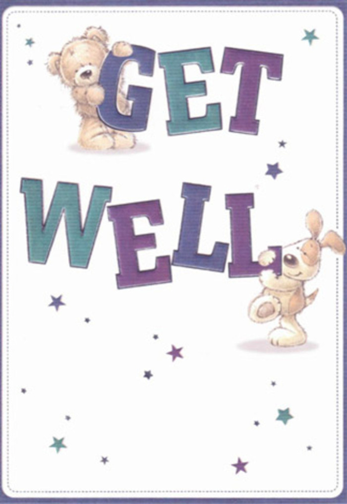 This get well card overflows with the kind of heartfelt reassurance you'd find in a lovingly arranged bouquet from Berrylands Florist. Against a creamy, fresh background, a charming teddy bear and an excitable puppy take center stage, their plush fur and floppy ears illustrated with exquisite softness. Bold, confident letters-shaded in deep teals and soft purples-ground the message, conveying hope and positive energy with every curve. Playful stars scatter around them, their joyful presence suggesting wishes carried gently through the air to someone in need of a lift. There's an almost tangible quality to the illustration; the fuzzy bear and velvet-eared pup seem as if they could leap from the card, offering a warm, reassuring cuddle. The scene echoes the feeling of sending a thoughtful bouquet up the Kingston Road-a burst of colour and kindness, assembled with every intention of brightening a difficult day. Perfect for lifting spirits across Berrylands, this card's lighthearted artwork provides both visual and emotional comfort, capturing the essence of community through colour, texture, and care.